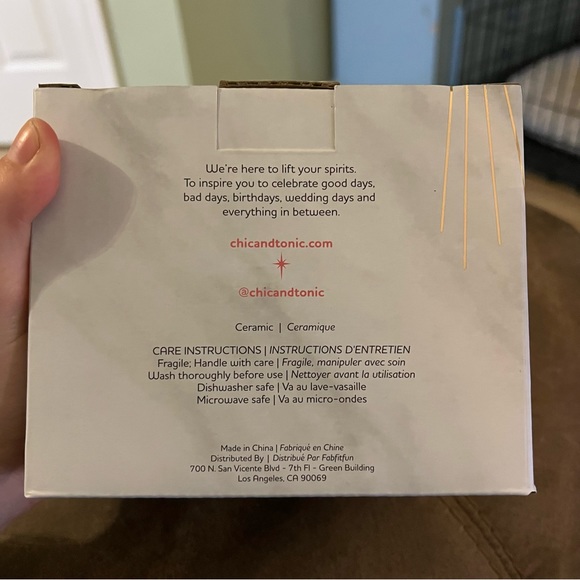 NIB Chic & Tonic Snowflake Navy Blue Ceramic Mug - Picture 2 of 4